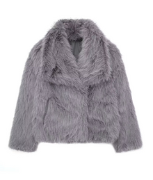 Elegante warme Damen-Felljacke für kalte Monate – Grau