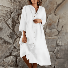 Mercedes® | Langärmliges, geknöpftes Midikleid – Weiß