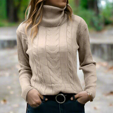 Eleganter Rollkragen-Strickpullover Mit Kabelstrick Für Damen | Ideal für den Winter – Beige