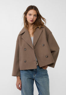 Eleganter Damen Zweireihiger Kurzmantel – Braun