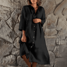 Lebendiges Midikleid mit Knopfleiste für Frauen – Schwarz