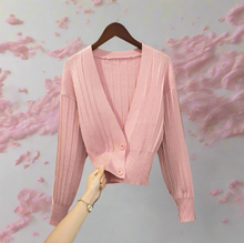 Lässige Woll-V-Ausschnitt Strickjacke Mit Knöpfen Für Damen | Ideal für den Winter – Rosa