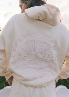 Damen Hoodie mit Print – Bequemer Kapuzenpullover im Oversize-Look – Creme
