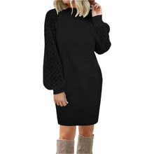 Stilvoller Langer Pullover mit Puffärmeln für Damen | Ideal für den Winter – Schwarz