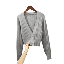 Lässige Woll-V-Ausschnitt Strickjacke Mit Knöpfen Für Damen | Ideal für den Winter – Grau