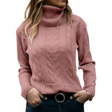 Eleganter Rollkragen-Strickpullover Mit Kabelstrick Für Damen | Ideal für den Winter – Rosa