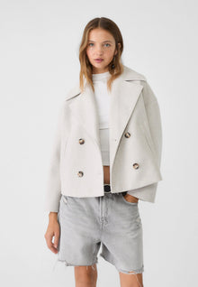 Eleganter Damen Zweireihiger Kurzmantel – Beige