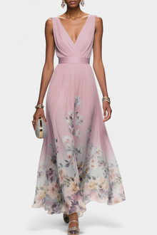 Saulina – Ärmelloses Maxikleid Mit Blumenmuster – Rosa