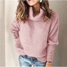 Warmer Rollkragenpullover mit Knöpfen für Damen | Ideal für den Winter – Rosa