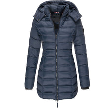 Klassische Damen Steppjacke mit Kapuze – Blau