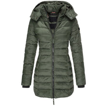 Klassische Damen Steppjacke mit Kapuze – Grün