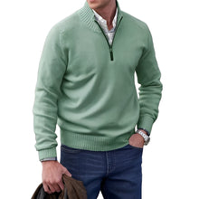Jeremy - Moderner Herrenpullover mit Zipper – Green