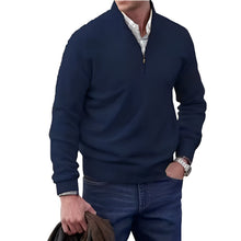 Jeremy - Moderner Herrenpullover mit Zipper – Blue