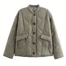 Damen elegante Jacke mit Leoparden Futter – Grün