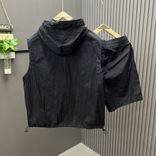 Ärmelloses Herrenwesten-Set leichte Utility Style Kapuze - Pedro – Schwarz