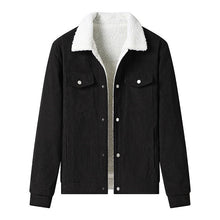 Herren-Cordjacke mit Fleece-Futter, legerer Stil - Alain – Schwarz
