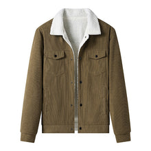 Herren-Cordjacke mit Fleece-Futter, legerer Stil - Alain – Braun