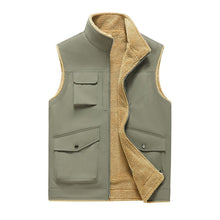 Fleecegefütterte Herrenweste mit mehreren Taschen im Outdoor-Stil - Owen – Khaki