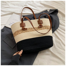 Geflochtene Shopper-Tasche für Damen im Sommer-Stil - Loretta – Schwarz