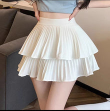 Damen Minirock aus Chiffon mit Falten und ausgestelltem Schnitt - Maëlle – Weiß