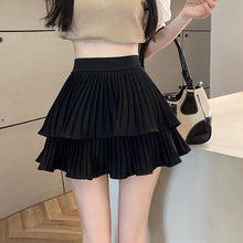 Damen Minirock aus Chiffon mit Falten und ausgestelltem Schnitt - Maëlle – Schwarz