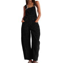 Imogen | Damen Latzhose Overall mit Weitem Bein – Schwarz