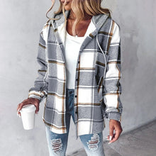 Annika | Damen Winter Freizeit Karo Hoodie Jacke – Grau