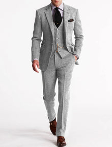 Franky | 3-teiliges Herren-Set – Business-Blazer, Weste & Hose – Silber
