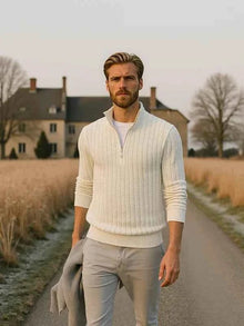 Jacquard Pullover Herren – Weiß