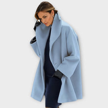 Elodie – Luxus Aus Wolle Windjacke Mantel – Blau