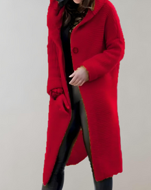 Jenny -  Lange und übergroße gestrickte Mantel – Rot