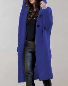 Jenny -  Lange und übergroße gestrickte Mantel – Blau