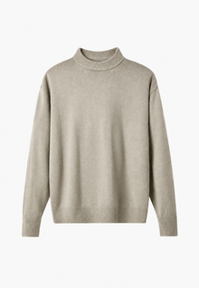 Wollpullover mit Rollkragen und Rippbündchen – Benoît – Beige