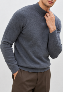 Feinstrickpullover mit Stehkragen – Émeric – Dunkelgrau