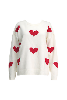 Oversize-Strickpullover mit Herzchen – Barissa – Rot