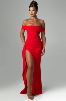Stephanie - Elegantes Damen Maxikleid – Rot