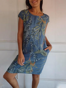 Sharon | Rundhals Kleid – Blau