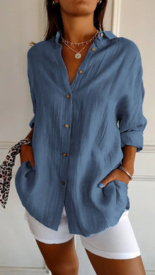 Emilia | Oversized Durchgeknöpft Hemd – Dunkelblau