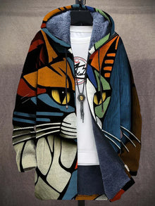 Kuschelige Katze Abstrakt Hoodie für Frauen – Blau Orange Grün