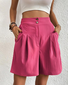 Damen Shorts High Waist mit weitem Bein – Sommerlich & Elegant – Rosa
