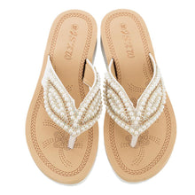 Bubbles - Perlen Sandalen Übergröße Damen Komfort – Weiß