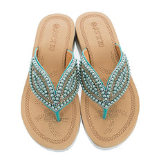 Bubbles - Perlen Sandalen Übergröße Damen Komfort – Grün