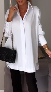 Bettina - Chique Bluse aus Chiffon in Übergröße – Weiß