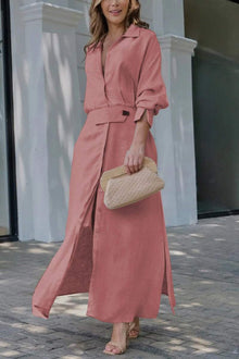 Jeanette | Maxikleid mit V-Ausschnitt – Rosa