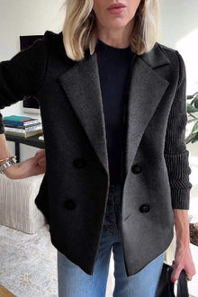 Blazer mit gerippten Ärmeln | Doppelreiher | Zeitloser Chic – Schwarz
