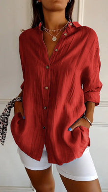 Emilia | Oversized Durchgeknöpft Hemd – Rot
