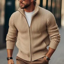 GRANT - HERREN-STRICKJACKE MIT STEHKRAGEN UND REISSVERSCHLUSS – Braun