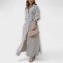 Jeanette - V-Neck Maxi Dress – Beige