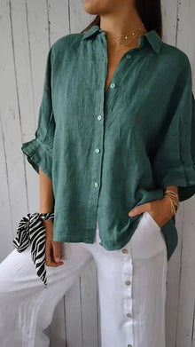 Marion - Zeitlos Elegantes Button-Down-Hemd Damen – Grün