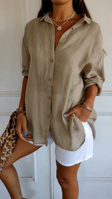 Emilia | Oversized Durchgeknöpft Hemd – Braun